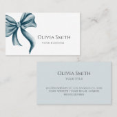 Carte De Visite Simple Elegant Blue Bow (Devant / Derrière)