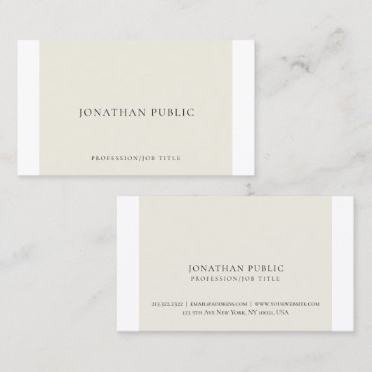 Carte De Visite Simple Elegant Creative Plain Professionnel Modern (Devant / Derrière)