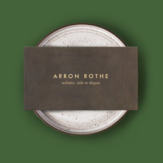 Carte De Visite Simple Elégant Cuir Brown Professionnel