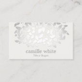 Carte De Visite Simple Elegant Faux Feuille en argent Spa (Devant)
