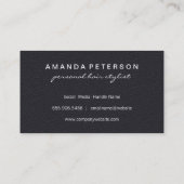 Carte De Visite Simple Élégant Faux noir peigne en cuir croisé (Dos)