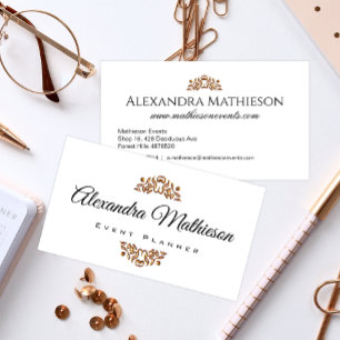 Carte De Visite Simple Elegant Gold Jewel Modern Event Planner