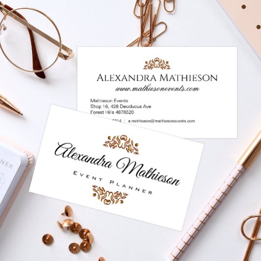Carte De Visite Simple Elegant Gold Jewel Modern Event Planner