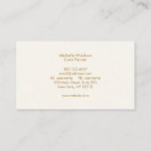 Carte De Visite Simple Elegant Gold Star Event Planner Crème blanc (Dos)