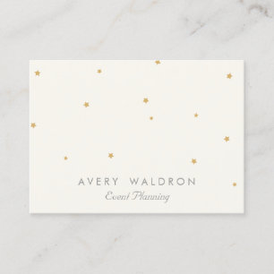 Carte De Visite Simple Elegant Gold Star Event Planner Crème blanc