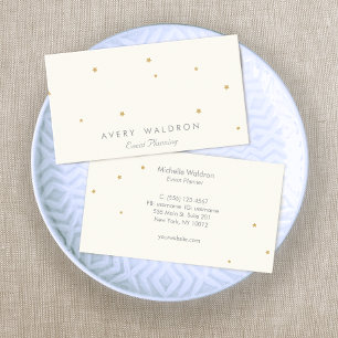Carte De Visite Simple Elegant Gold Stars Event Planner Cream