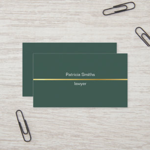 Carte De Visite Simple Elegant Gold Stripe Avocat Greenish Grey