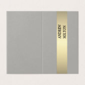 Carte De Visite Simple Elegant Grey Faux Gold Stripe Consultant (Extérieur déplié)