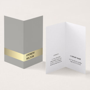 Carte De Visite Simple Elegant Grey Faux Gold Stripe Consultant