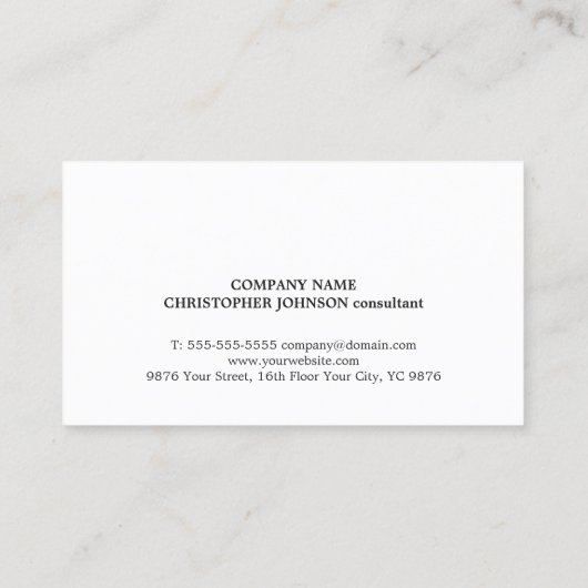 Carte De Visite Simple Elegant Grey Faux Silver Line Consultant (Dos)