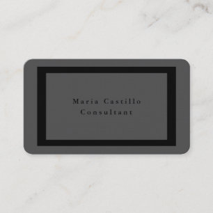 Carte De Visite Simple Elegant Gris Noir Gras Bordure Minimaliste