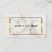 Carte De Visite Simple élégant marbre or blanc professionnel (Devant)