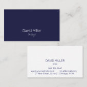 Carte De Visite Simple Élégant Marine (Devant / Derrière)
