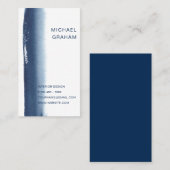 Carte De Visite Simple Elegant Marine bleu moderne (Devant / Derrière)