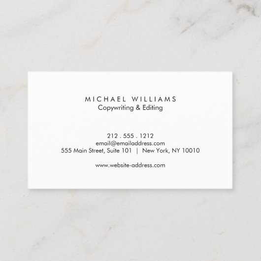 Carte De Visite Simple Élégant Minimal Blanc (Dos)