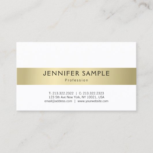 Carte De Visite Simple Élégant Moderne Aspect Or Professionnel (Devant)