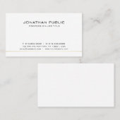 Carte De Visite Simple Élégant Moderne Blanc Professionnel (Devant / Derrière)