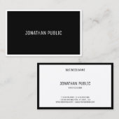 Carte De Visite Simple élégant moderne noir blanc Modèle B&W (Devant / Derrière)