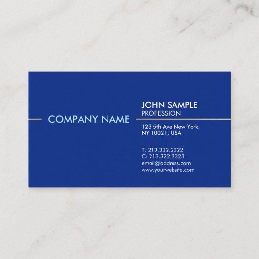 Carte De Visite Simple Élégant Moderne Professionnel Bleu (Devant)