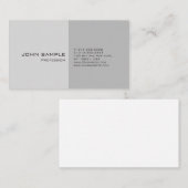 Carte De Visite Simple Élégant Moderne Professionnel Gris (Devant / Derrière)