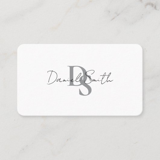 Carte De Visite Simple Elegant Monogram Initial QRcode Black White (Devant)