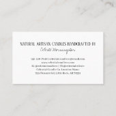 Carte De Visite Simple Elegant Natural Artisan Candle Company (Dos)