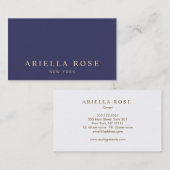 Carte De Visite Simple Elegant Navy Blue Professional (Devant / Derrière)
