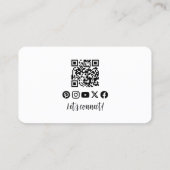 Carte De Visite Simple Elegant noir & blanc Qr Code photo (Dos)
