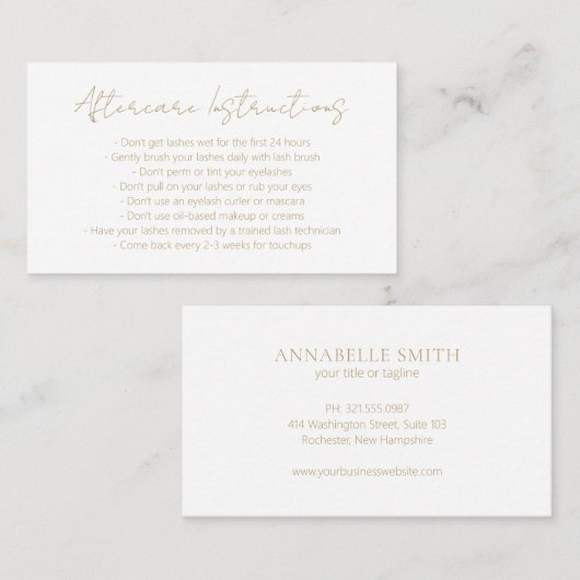 Carte De Visite Simple Elegant Or Moderne Lashes (Devant / Derrière)