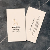 Carte De Visite Simple Elégant Pastel Faux Ciseaux Or Cheveux