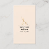 Carte De Visite Simple Elégant Pastel Faux Ciseaux Or Cheveux (Devant)