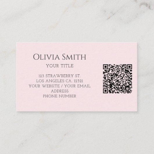 Carte De Visite Simple Elegant Pink Bow QR Code (Dos)
