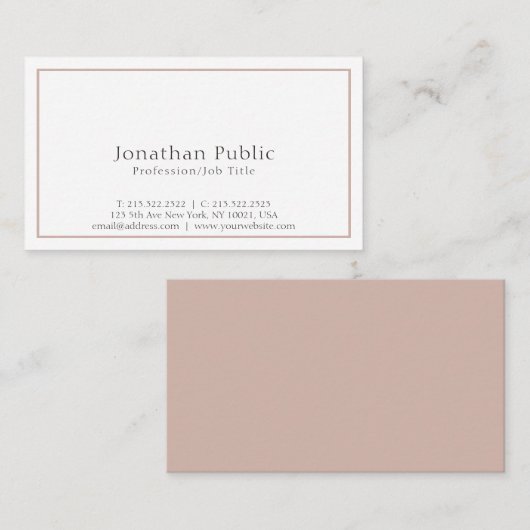 Carte De Visite Simple élégant Plain Professional Moderne (Devant / Derrière)