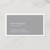 Carte De Visite Simple Elegant Plat Professionnel Gris Blanc Cool (Dos)
