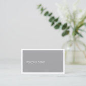 Carte De Visite Simple Elegant Plat Professionnel Gris Blanc Cool (Debout devant)