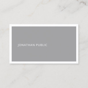 Carte De Visite Simple Elegant Plat Professionnel Gris Blanc Cool