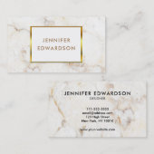 Carte De Visite Simple élégant professionnel de marbre d'or blanc (Devant / Derrière)