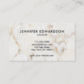 Carte De Visite Simple élégant professionnel de marbre d'or blanc (Dos)