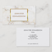 Carte De Visite Simple élégant professionnel de marbre d'or blanc (Devant / Derrière)