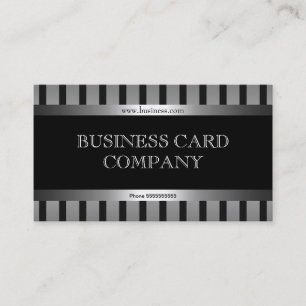 Carte De Visite Simple Élégant Rayure Noir Argent Élégant Classiqu