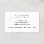 Carte De Visite Simple Elegant Rose Gold Foil Lashes and Brows (Dos)