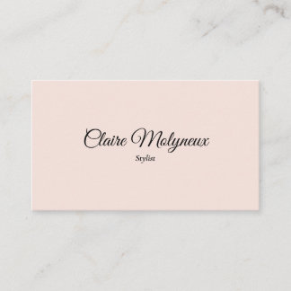 Carte De Visite Simple Élégant Rose Pâle Écriture Professionnelle