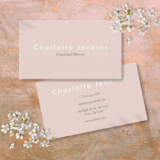 Carte De Visite Simple Élégant Rose Pâle Professionnel