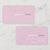 Carte De Visite Simple Elegant Rose Texté Professionnel Personnali (Devant / Derrière)