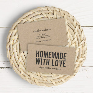 Carte De Visite Simple Élégant Rustique Faits Maison avec Amour Kr
