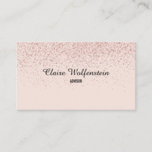 Carte De Visite Simple Élégant Script Paillettes Or Rose
