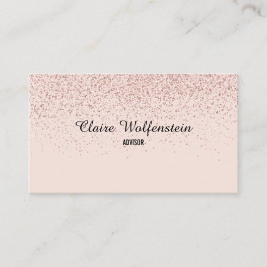 Carte De Visite Simple Élégant Script Paillettes Or Rose (Devant)