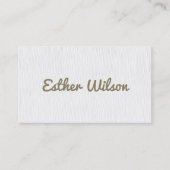 Carte De Visite Simple Élégant Texture Blanche Gras (Devant)