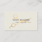 Carte De Visite Simple Elegant Vieux Ciseaux Or Blanc Ciseaux Coif (Devant)