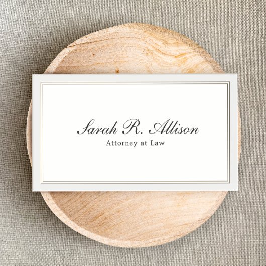 Carte De Visite Simple élégante Avocat blanc avec bordure